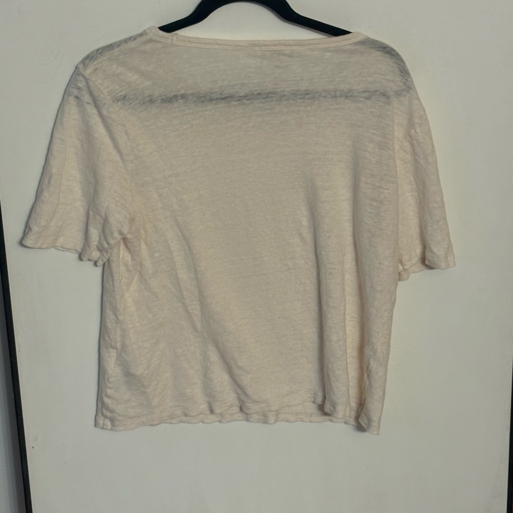 Banana Republic 100% Linen Light Cream Short Sleeve Top Size L - Picture 5 of 6